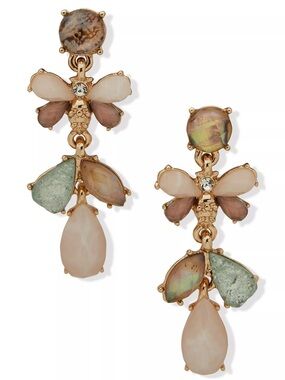Anne Klein Gold Tone Multi Post Linear Bee Earrings